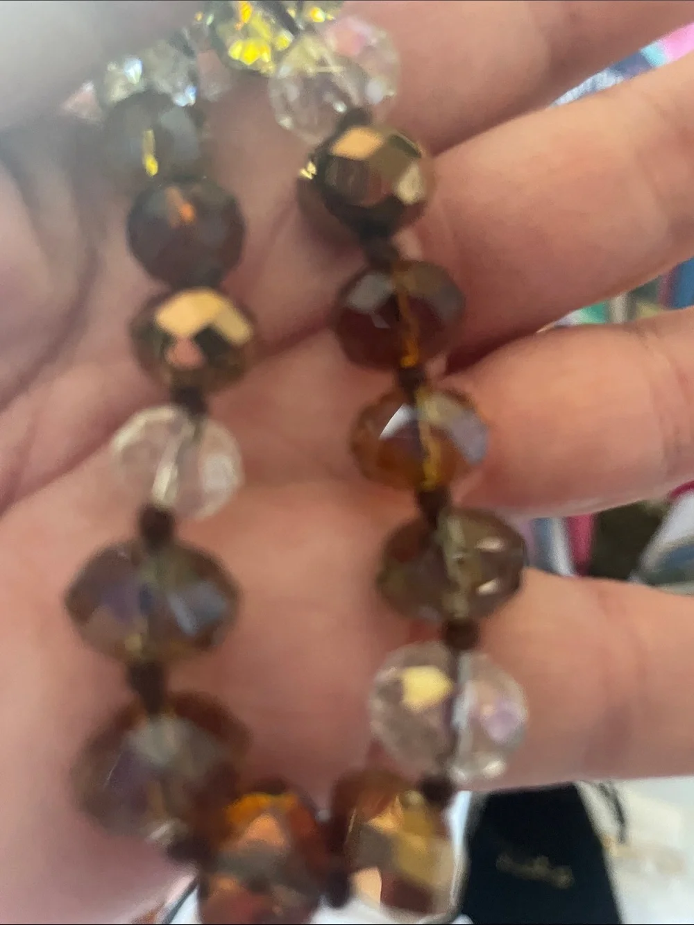 Joan Rivers Amber and Iridescent Faceted Crystal Necklace nwt - Picture 3 of 3